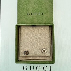 GUCCI SILVER INTERLOCKING G EARRINGS